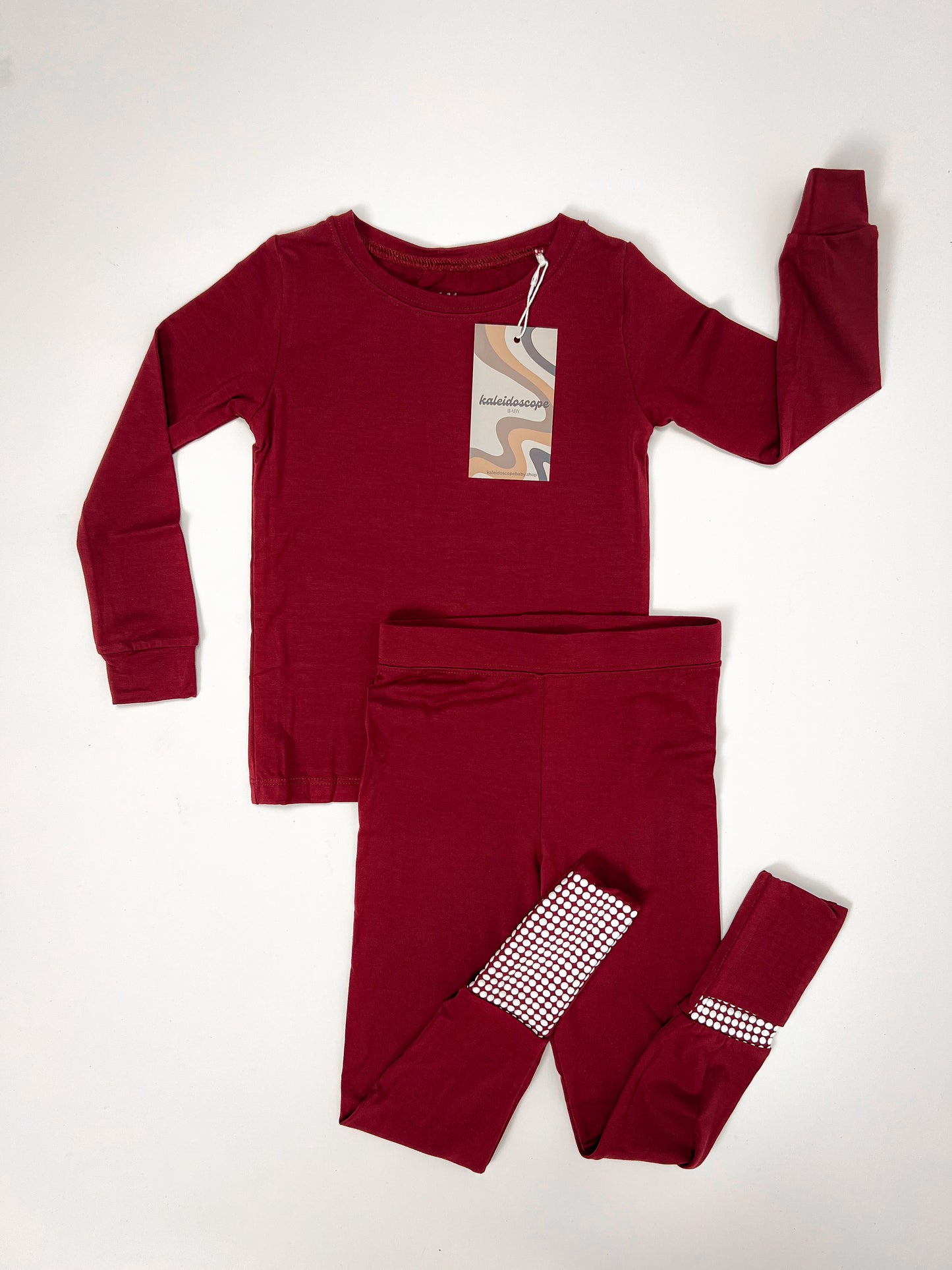 Two Piece Bamboo Jammies Foldover Feet - Merlot