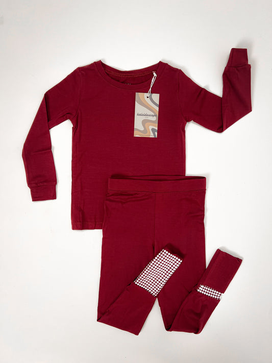 Two Piece Bamboo Jammies Foldover Feet - Merot