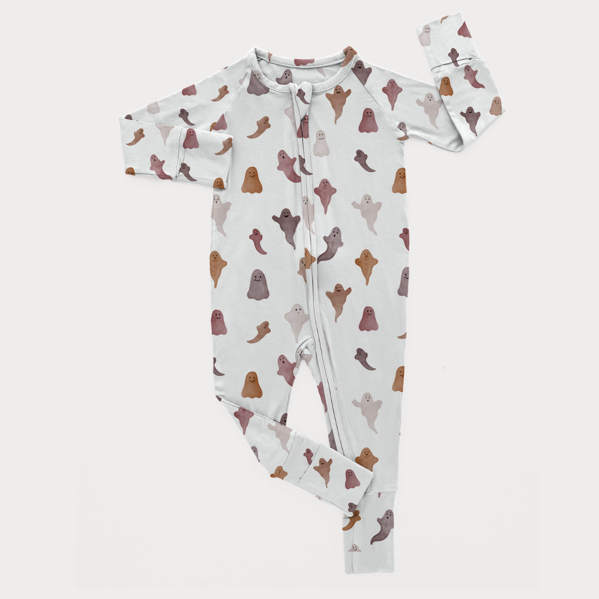 Double Zip Convertible Bamboo Romper - Ghosties