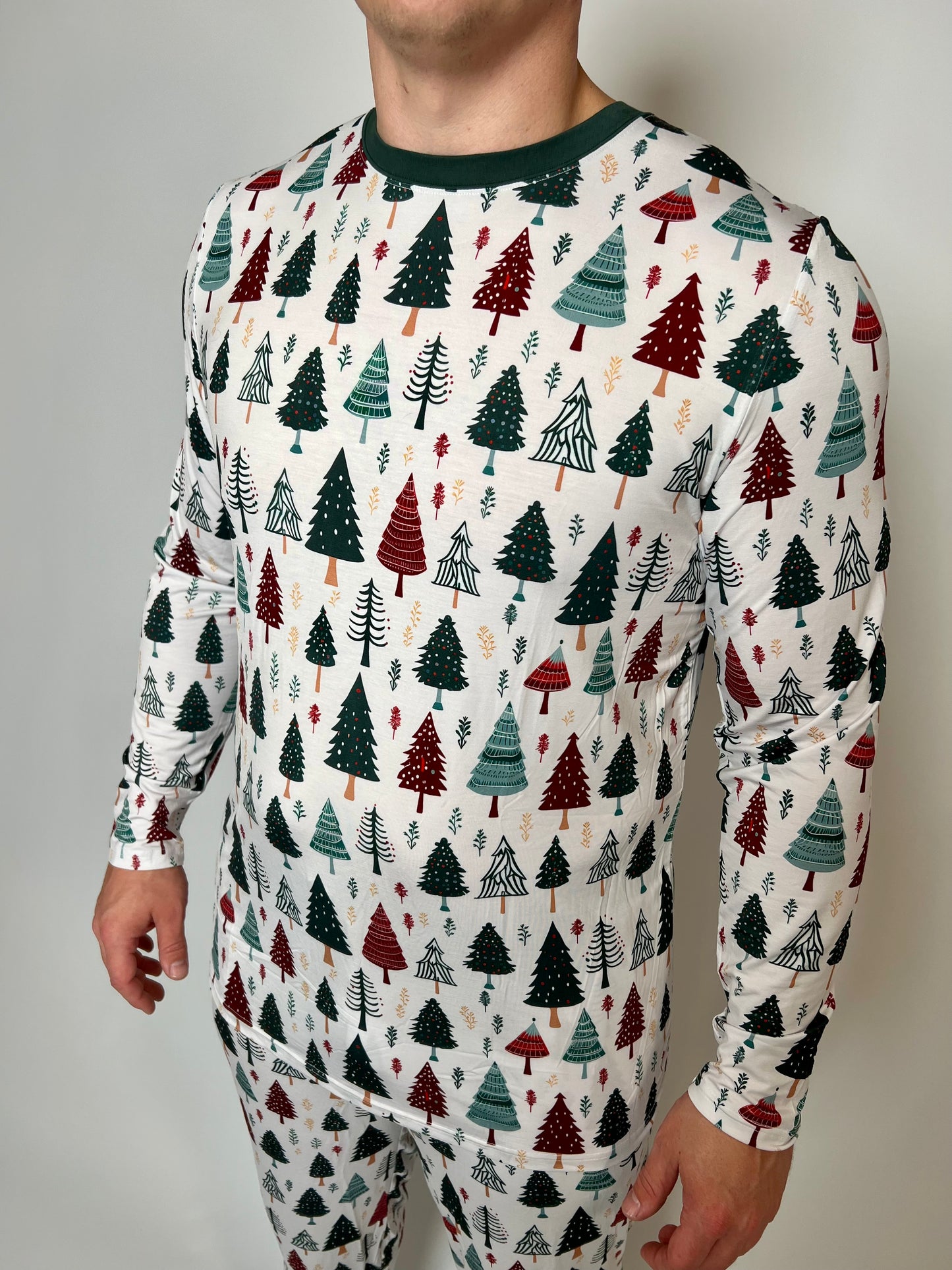 Men's Adult Bamboo Long Sleeve Pajama Shirt - Winter Woods