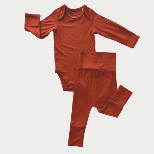 Bamboo Bodysuit and Leggings Set - Rust