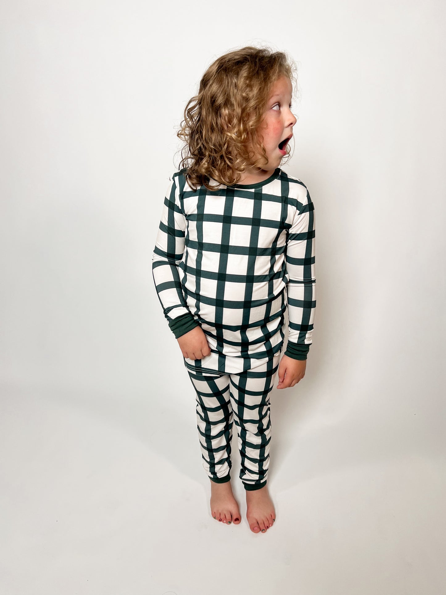 Two Piece Bamboo Jammies - Emerald Gingham