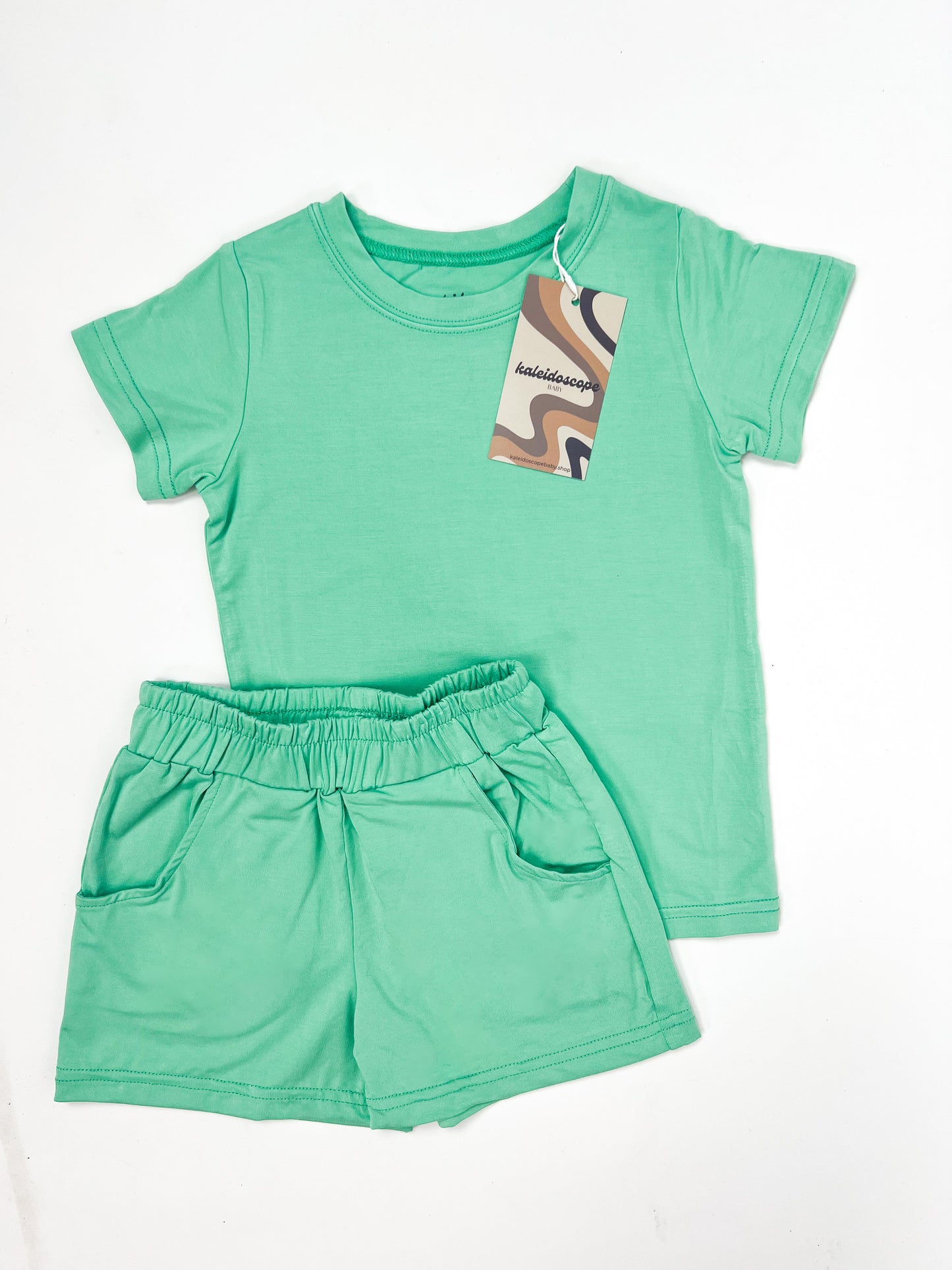 Matching Bamboo T-Shirt and Shorts Set - Pistachio