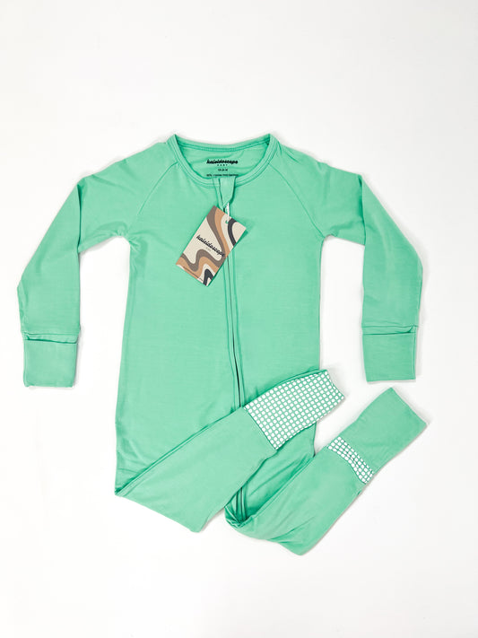 Double Zip Convertible Bamboo Romper - Pistachio