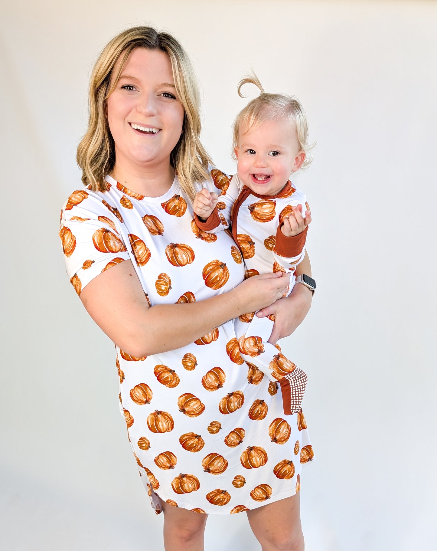 Adult Nightgown with Pockets - Pumpkin Patch