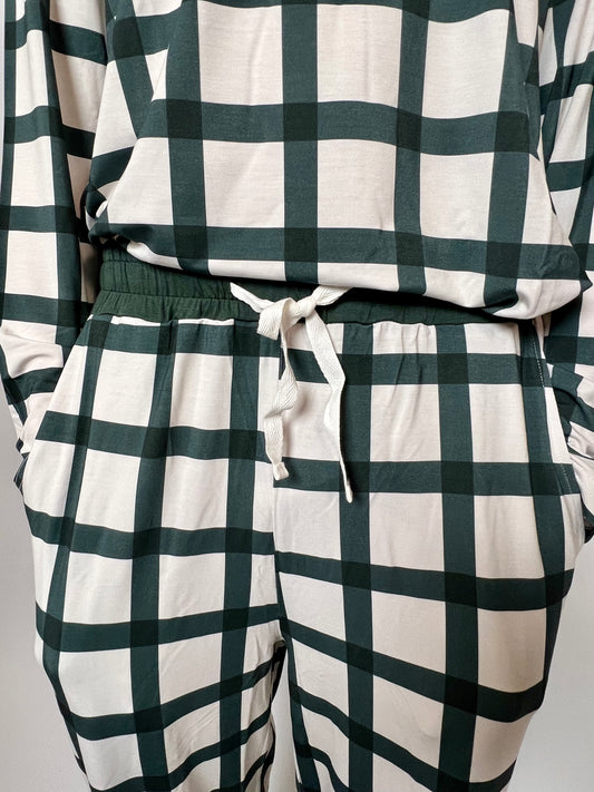 Men's Adult Bamboo Pajama Pants - Emerald Gingham