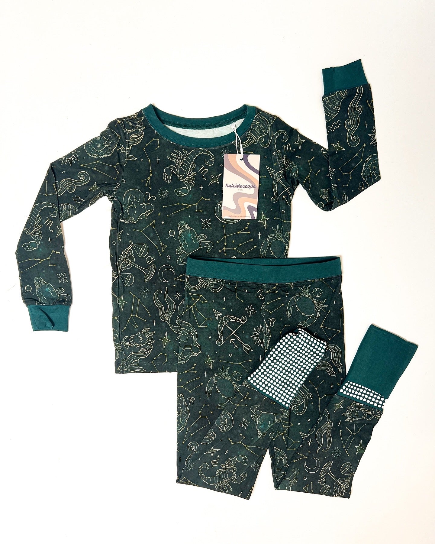 Two Piece Bamboo Jammies Foldover Feet - Celestial Skies