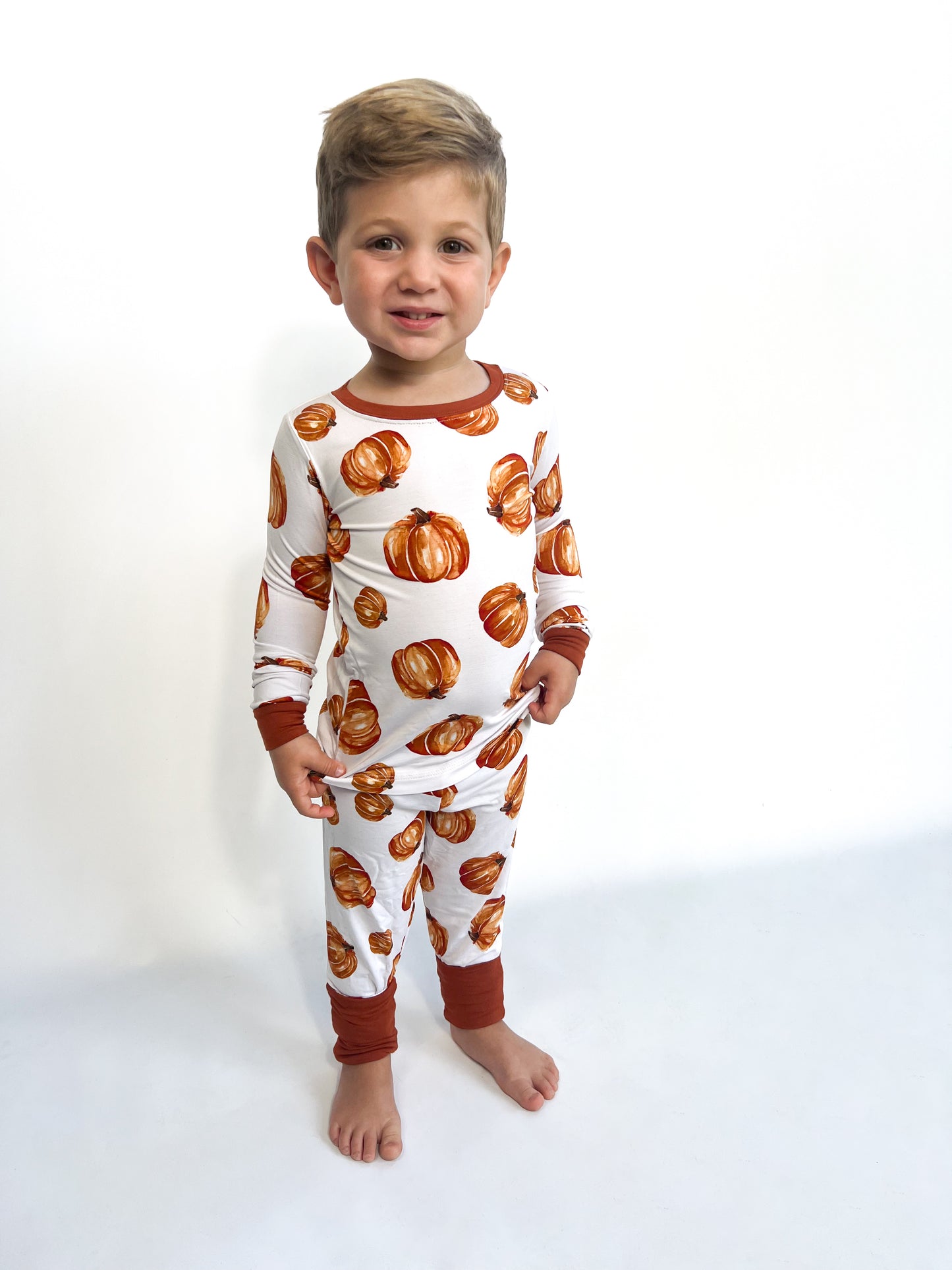 Two Piece Bamboo Jammies Foldover Feet - Pumpkin Patch