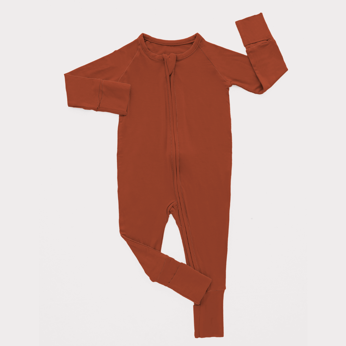 Double Zip Convertible Bamboo Romper - Rust