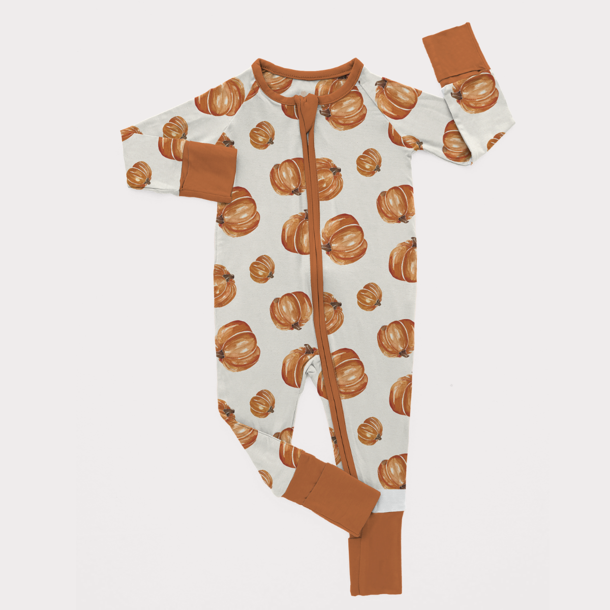 Double Zip Convertible Bamboo Romper - Pumpkin Patch