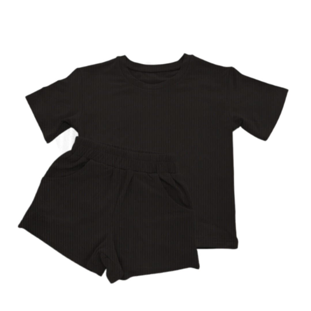 Matching Bamboo T-Shirt and Shorts Set - Onyx