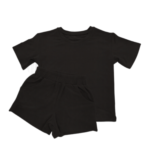 Matching Bamboo T-Shirt and Shorts Set - Onyx