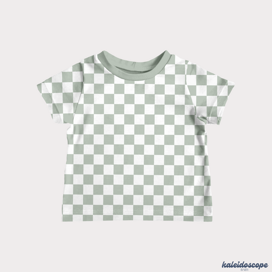 Bamboo T-Shirt - Sage Check - RUNS SMALL